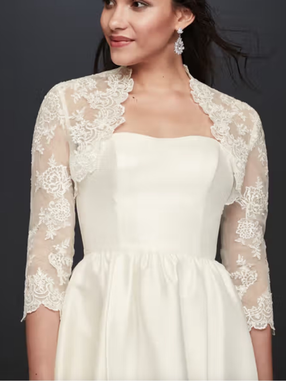 White Lace Bolero Dress with Strapless Bodice